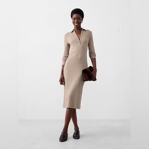 Banana Republic WIDE-RIBBED KNIT MIDI DRESS L BNWT